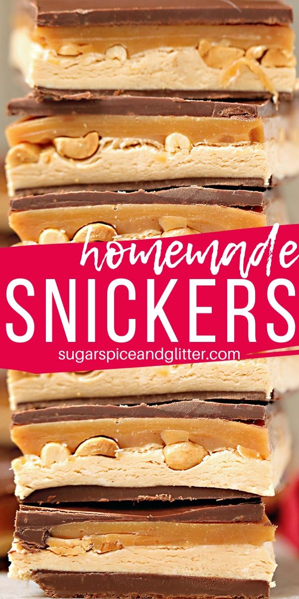 A homemade candy bar recipe for true Snickers fans, this no bake Snickers recipe is surprisingly simple to make and maybe even more delicious than the original