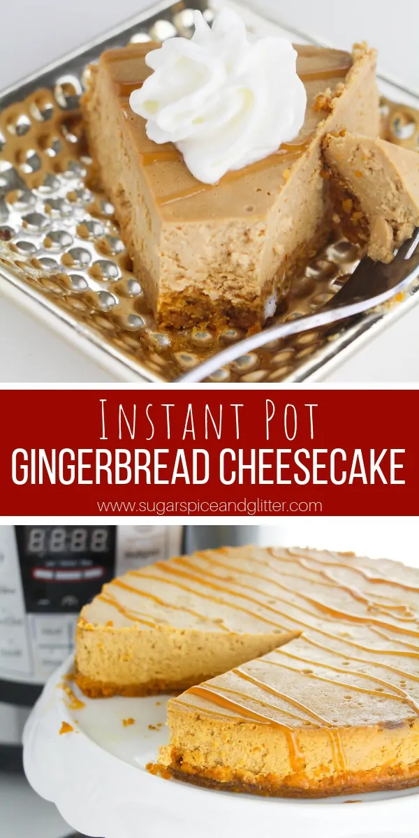 A rich and silky cheesecake perfect for Christmas, this Instant Pot Gingerbread Cheesecake is the perfect low-key Christmas dessert - plus it keeps the oven free for other holiday recipes!