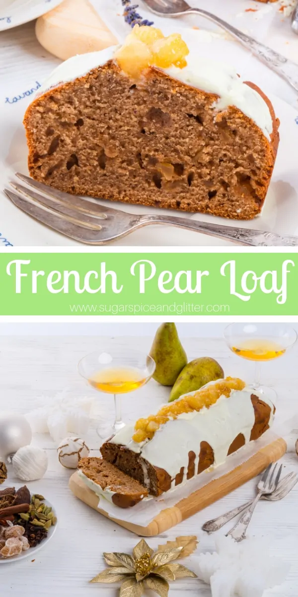 A decadent French Pear Loaf is the perfect simple cake for a special occasion. Combines juicy pear with aromatic spices and a bit of spicy ginger for a fun alternative to gingerbread
