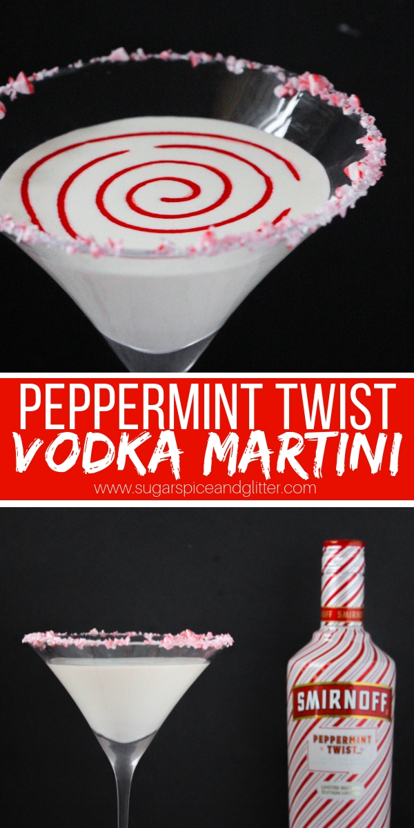 This simple peppermint vodka martini is a fun Christmas party drink to wow your guests with minimal effort