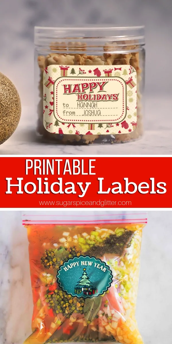 These Printable Holiday Labels are perfect for homemade gift labels or using in the freezer for holiday meal prep