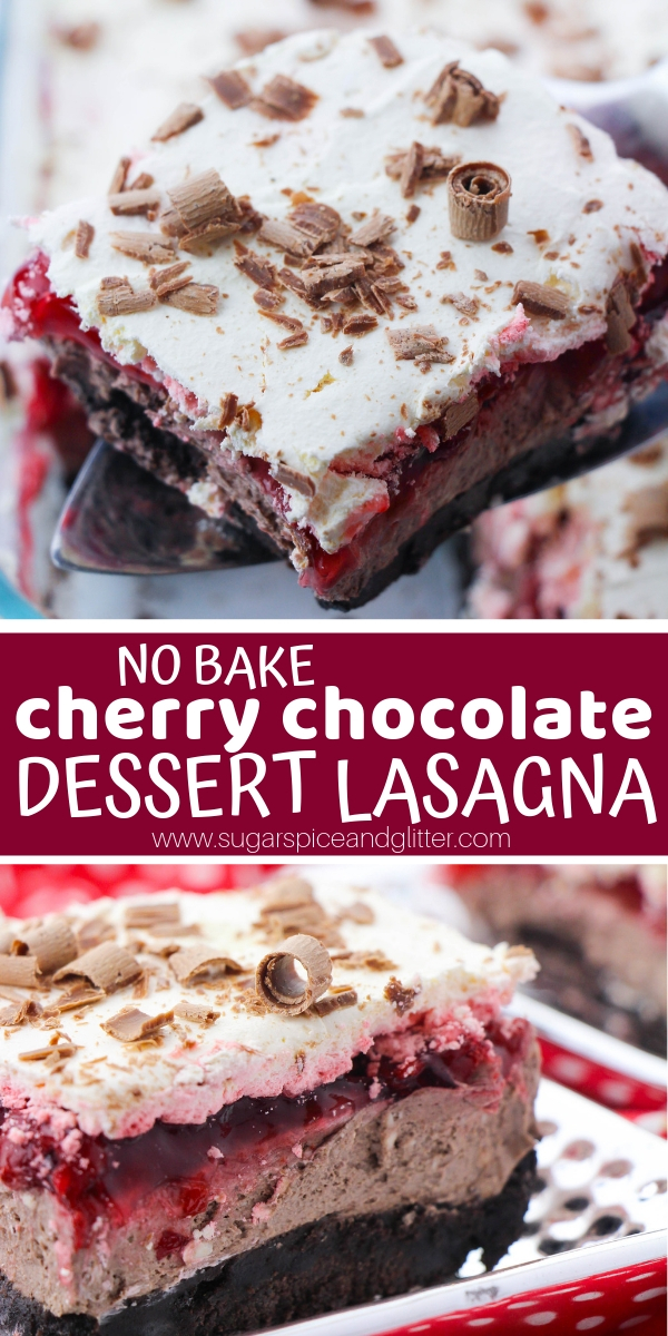 The kids will love helping to make this No Bake Cherry Chocolate Lasagna, the perfect easy Black Forrest Cake dessert (when you don't feel like baking a cake!)