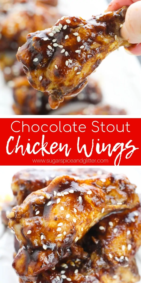 A sweet and savoury Chicken Wing recipe made with your favorite stout. This Guinness recipe has a chocolatey taste which sounds weird, but totally works!