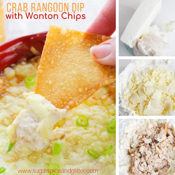 How to make a decadent crab rangoon dip with wonton chips