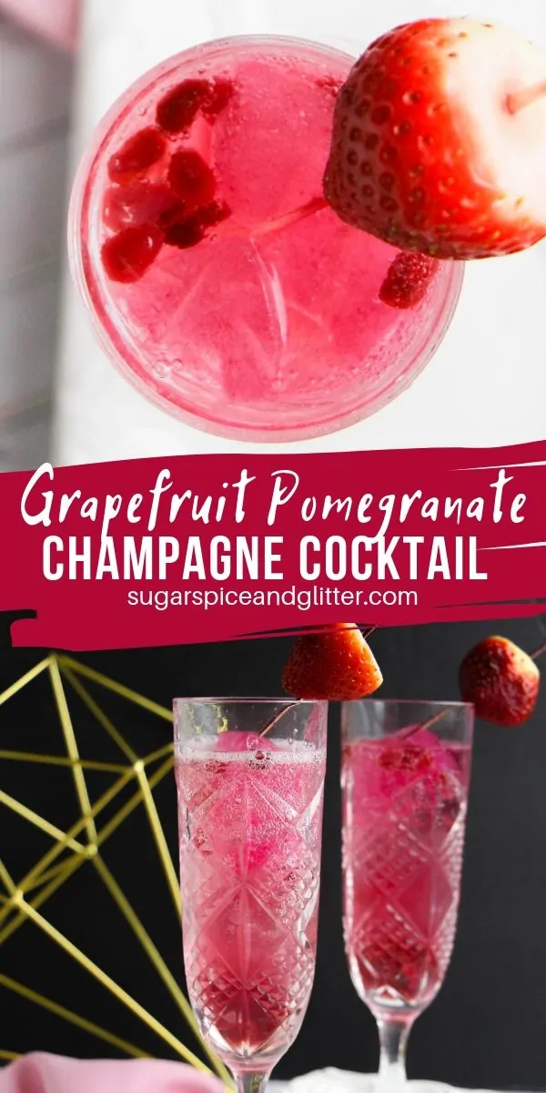 A grapefruit vodka champagne cocktail perfect for Valentine's Day, bachelorette or a girls' night out