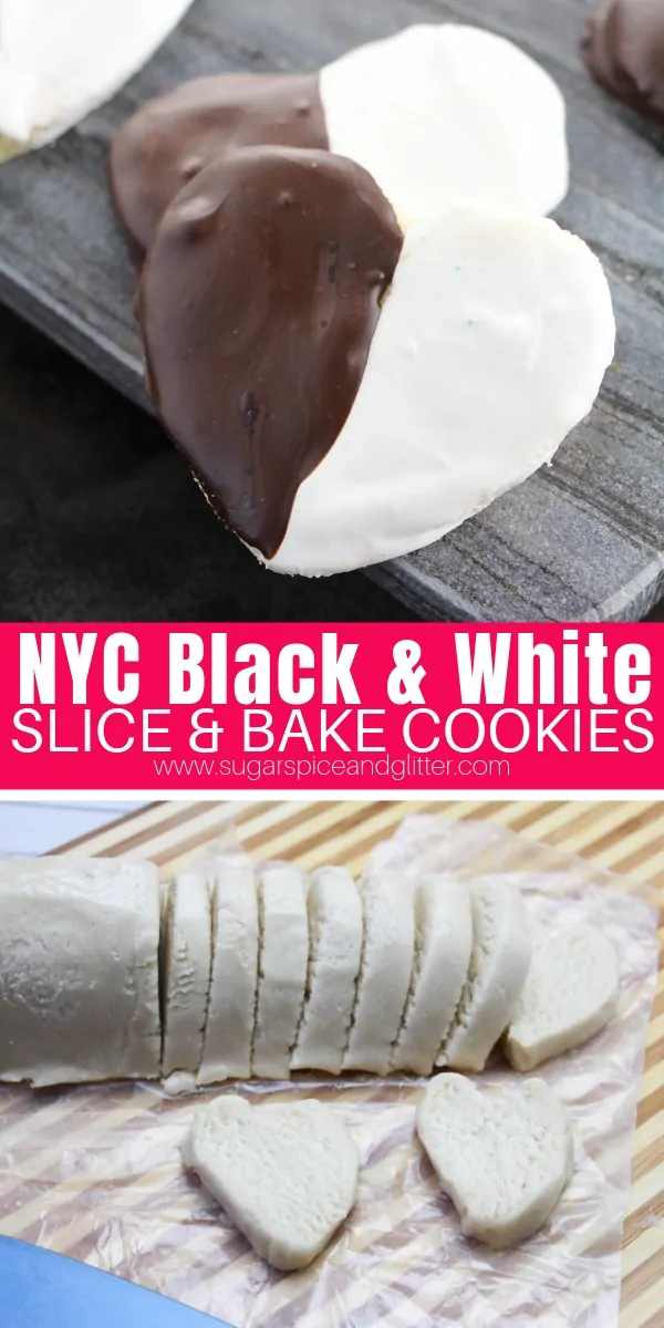 The ultimate NYC dessert for the foodie in your life, these Slice and Bake Black and White Cookies melt in your mouth and look super sophisticated