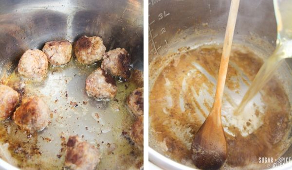 in-process image of how to make swedish meatballs