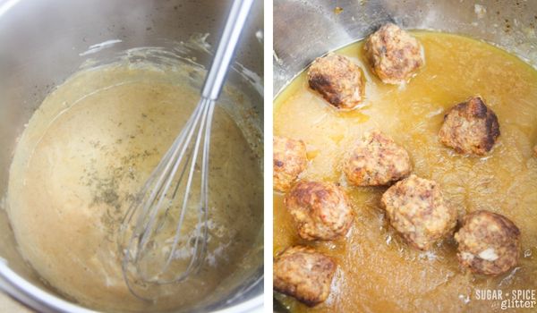 in-process image of how to make swedish meatballs
