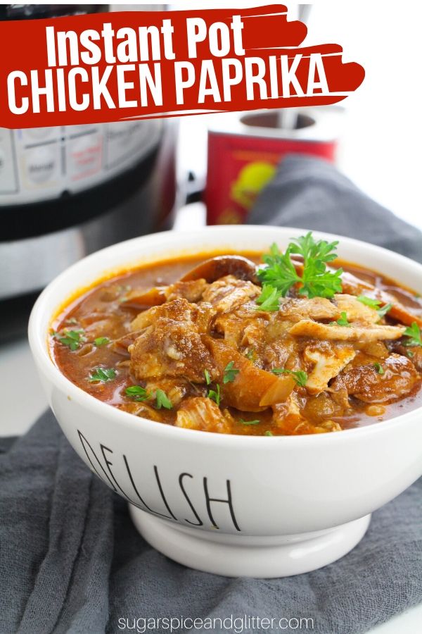 This Instant Pot Chicken Paprika is the best kind of comfort food: easy, delicious, filling - and super healthy! Simply the best chicken stew recipe (and it's low carb, too)