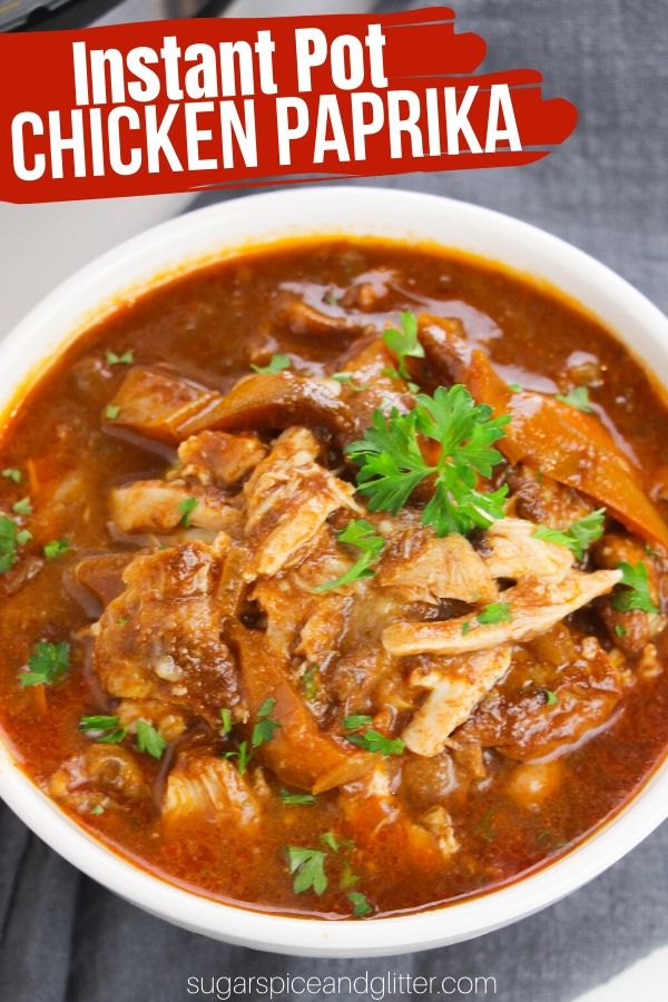 This super simple Instant Pot Chicken Paprika takes only 30 minutes and results in fall-apart, mouth-watering chicken stew that totally hits the spot! Instant Pot Comfort Food at its finest.