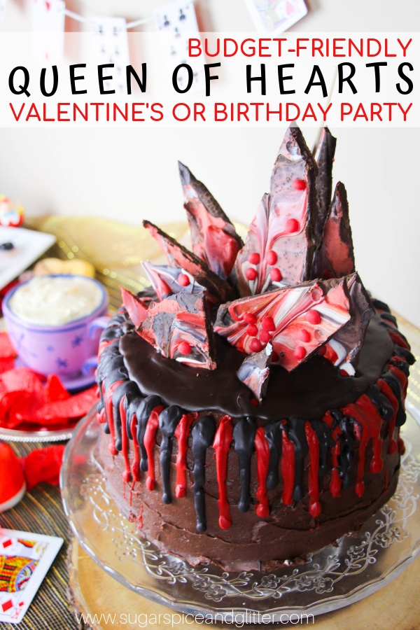 A step-by-step tutorial with everything you want to know about throwing a Queen of Hearts Party - a unique twist on an Alice in Wonderland party for Valentine's Day