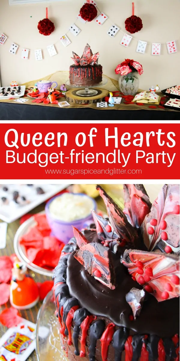 Whether you're hosting for Valentine's Day or a unique Birthday party, this Queen of Hearts party is fun and budget-friendly, with party games, party food and homemade party decor