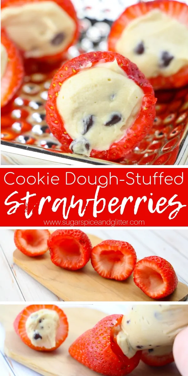These Cookie Dough Stuffed Strawberries are what any true dessert lover's dreams are made of - pure two bite deliciousness