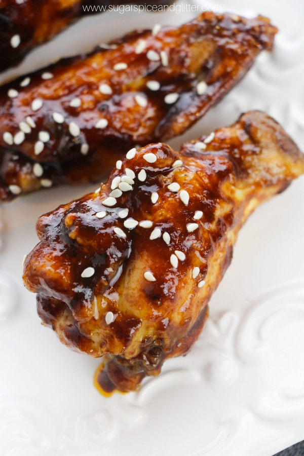 A fun chicken wing recipe for a St Pat's appetizer, this sweet and savoury stout chicken wing recipe tastes a bit like chocolate!