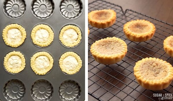 In-process images of how to make bakewell tarts