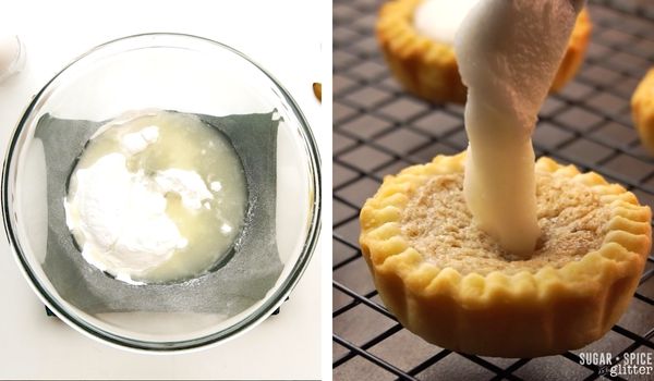 In-process images of how to make bakewell tarts
