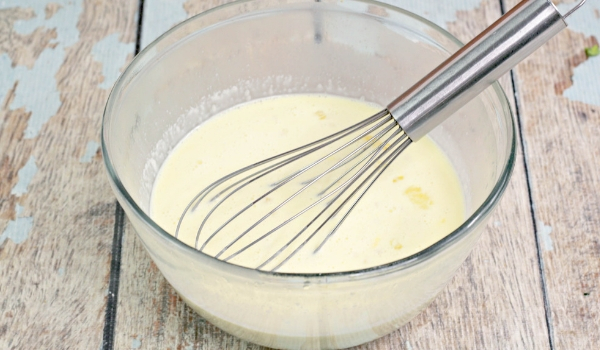 in-process image of how to make irish bread pudding