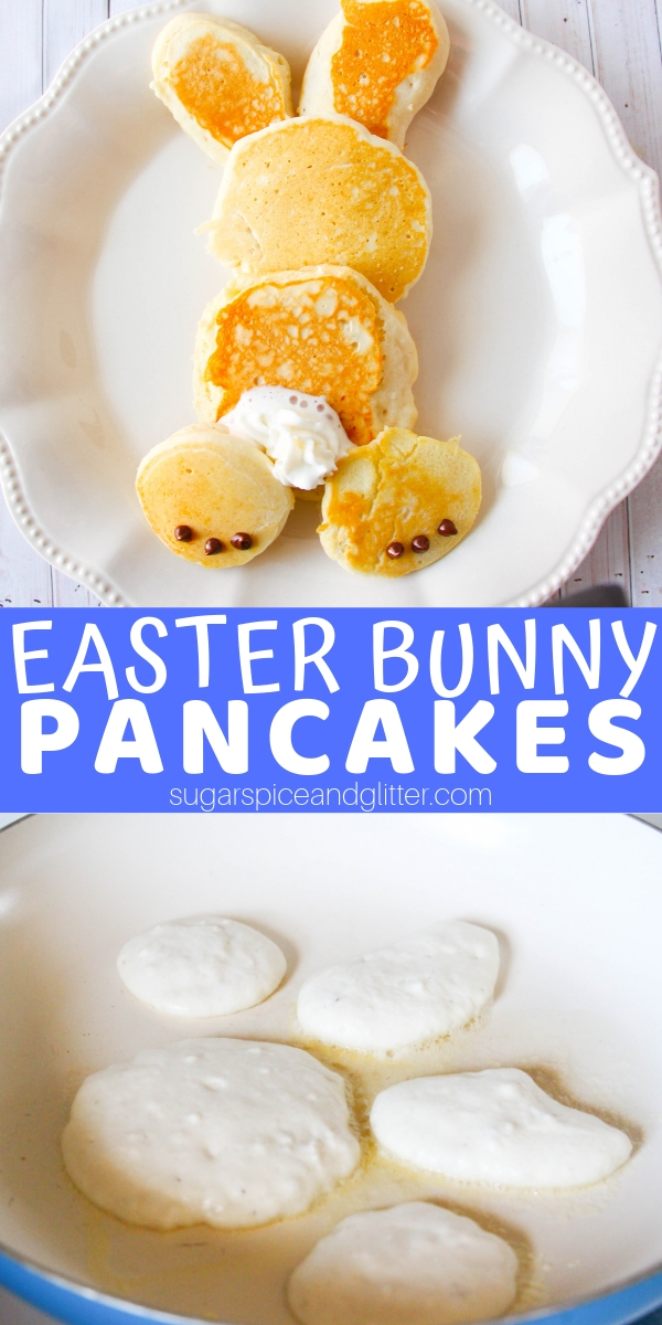 How cute are these Easter Bunny Pancakes? And super simple to make - check out our quick tutorial including the best fluffy pancake recipe!