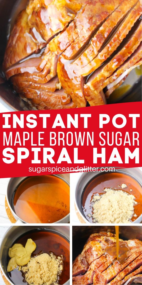 Skip the oven and make your holiday ham in the Instant Pot! This Maple Brown Sugar Spiral Ham is ready to enjoy in less than an hour. Succulent, sweet and savoury