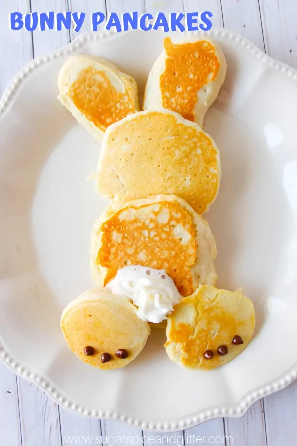 The kids will love these cute Bunny Pancakes on Easter morning - and you'll love how simple they are to make, even from scratch!
