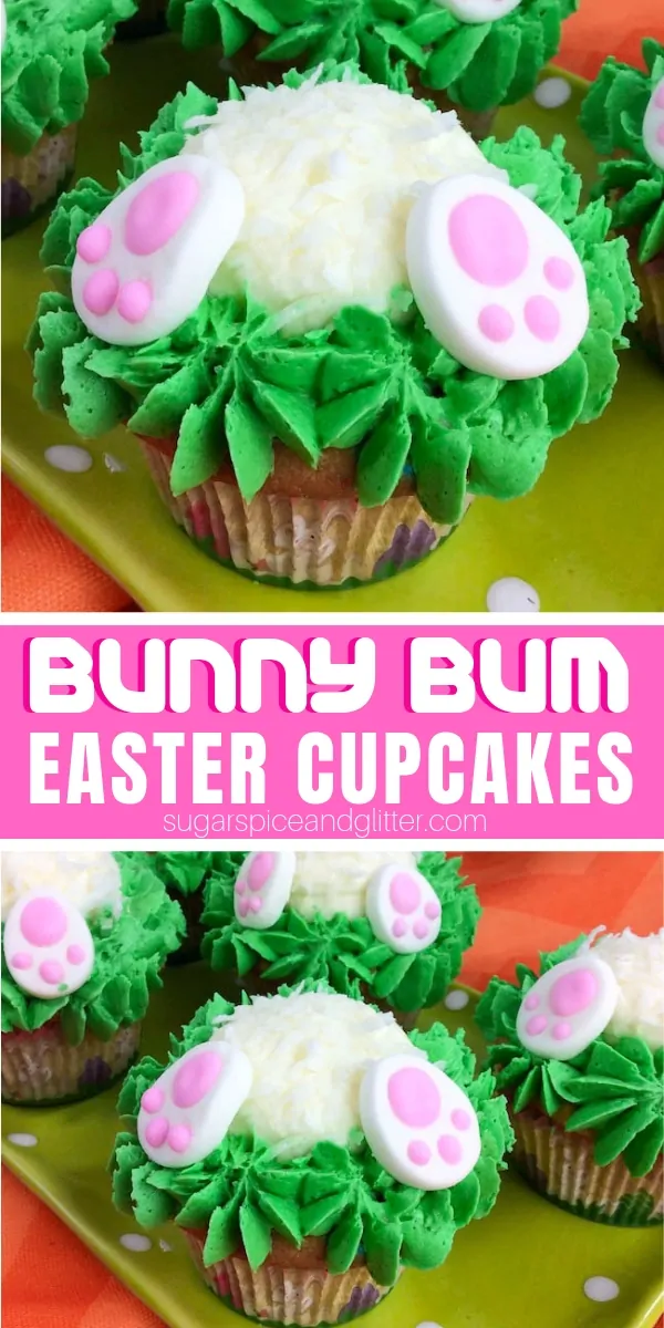 How cute are these Bunny Cupcakes? Bunny Bum Cupcakes are a fun Easter dessert perfect for kids - or kids at heart! (And don't worry, they're super simple to make!)
