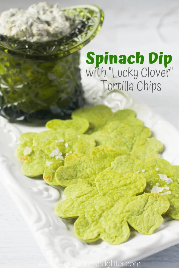 Spinach Dip with Shamrock Chips