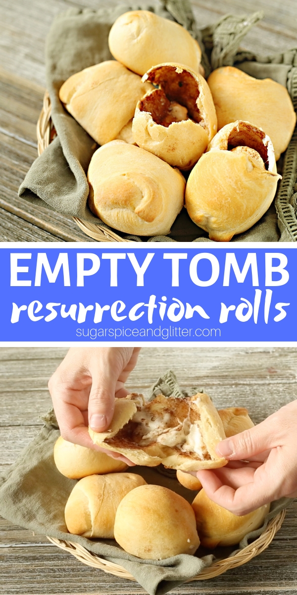 A delicious Easter recipe for kids, these Empty Tomb Resurrection Rolls tell the story of Jesus' resurrection through the steps of the recipe! A great hands on way to tell the Easter Story