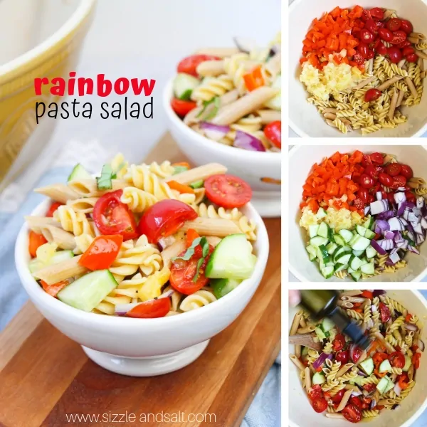 How to make a flavorful rainbow pasta salad recipe with plenty of veggies