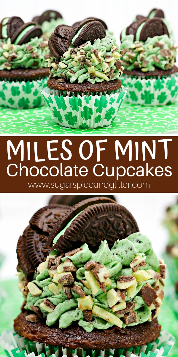 Are you ready for MEGA Mint Chocolate flavor? This over-the-top Mint Chocolate cupcake recipe uses Andes Mints, Mint OREOs and homemade chocolate cupcakes for the ultimate mint chocolate dessert