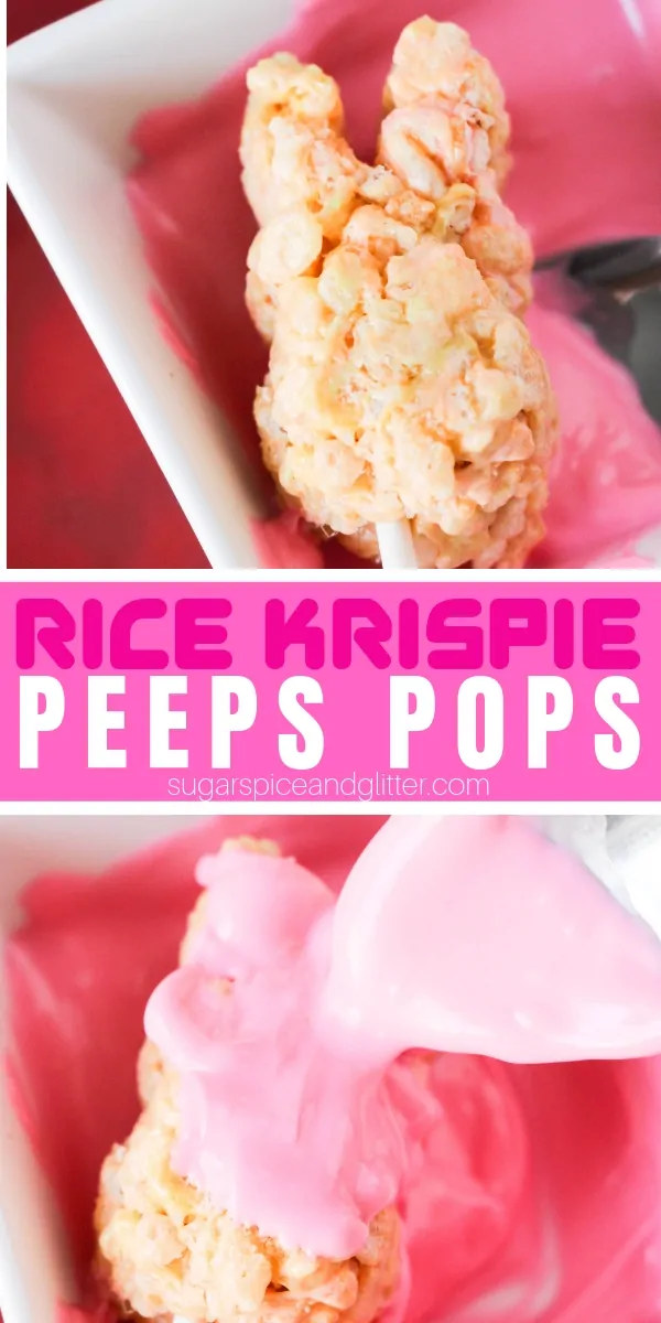 How to make these super simple PEEPS Pops, an Easter Rice Krispie treat the kids will love