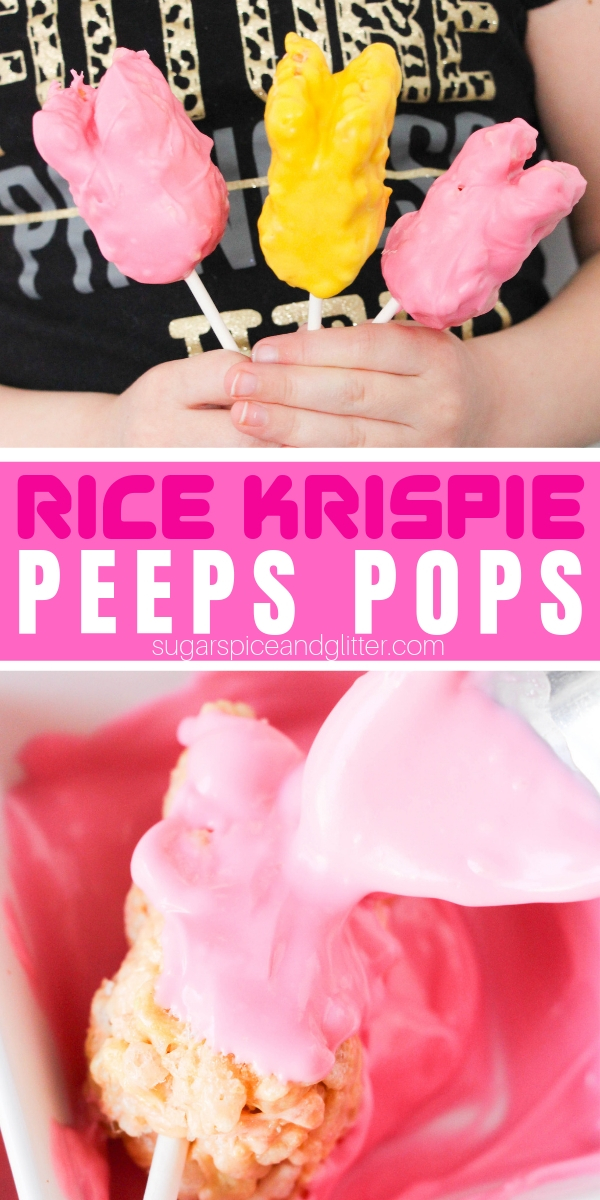 The kids will love helping to make these super cute Rice Krispie PEEPS Pops, a fun Easter Rice Krispie treat and a no-bake dessert for the holidays
