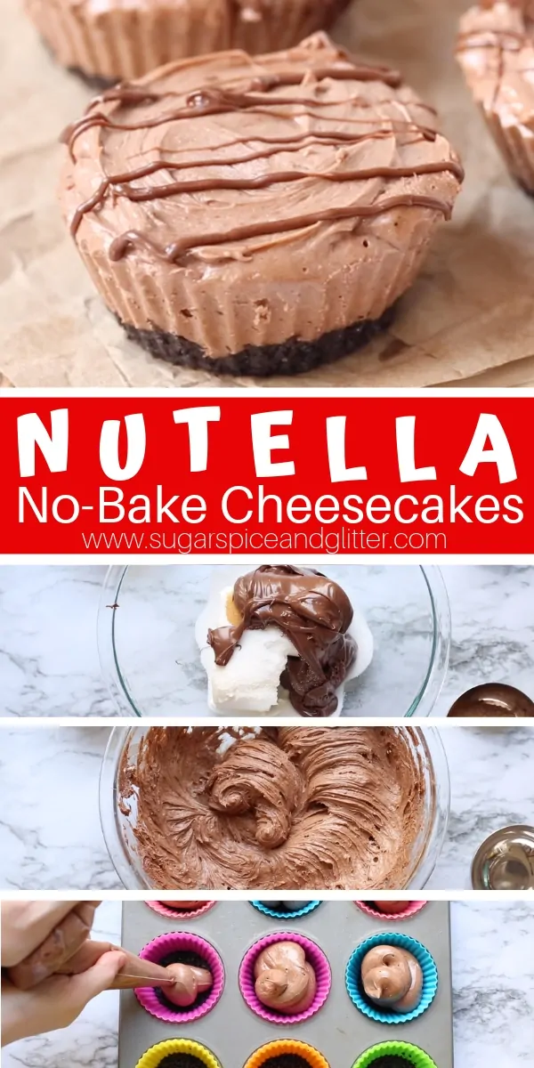 A delicious no bake cheesecake recipe for Mini Nutella Cheesecakes - the perfect Nutella dessert for true Nutella lovers!