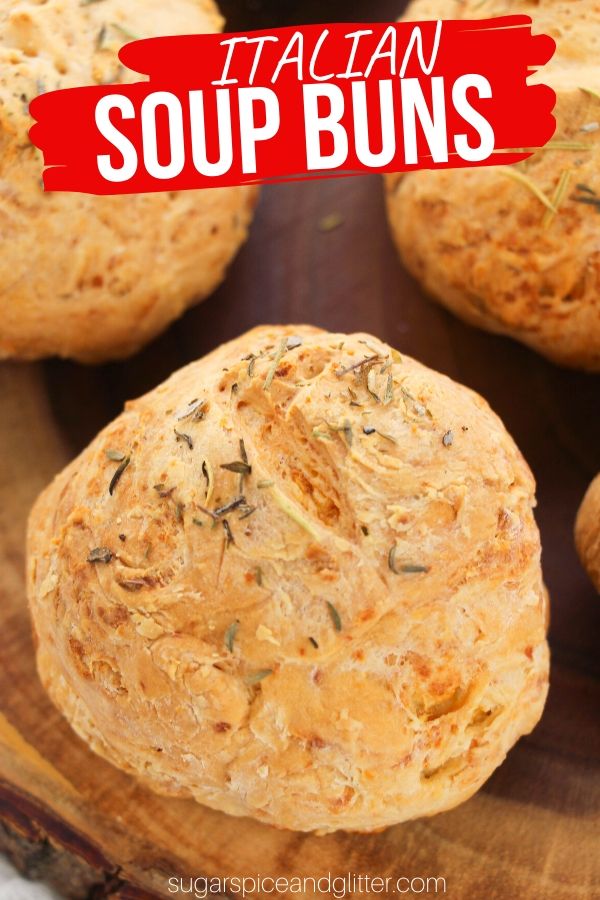 These homemade Italian soup buns are perfect for dipping in soup or making into individual soup bread bowls.