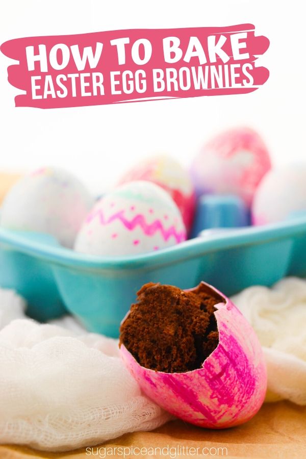 A super simple Easter dessert that everyone will be excited to crack into! These brownies are baked right into egg shells, which you can then decorate with edible food markers
