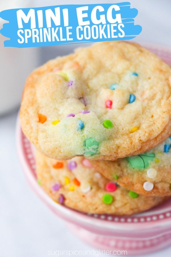 We all know you have a giant bag of Mini Eggs stashed in the house - why not spare a cup for these melt-in-your-mouth Mini Egg Sprinkle Cookies?
