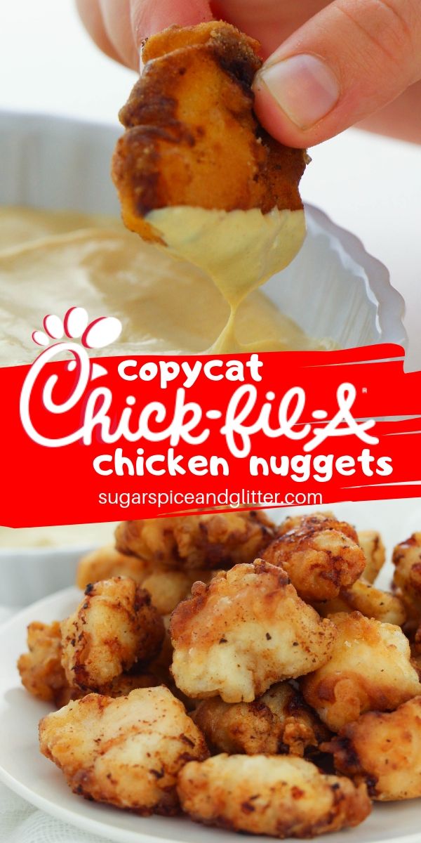 Simply the best ever Chick-Fil-A Chicken Nuggets Copycat recipe, this homemade chicken nugget recipe has two secret ingredients that make all the difference