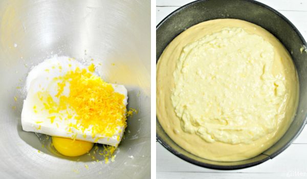 in-process images showing how to make lemon blueberry coffee cake