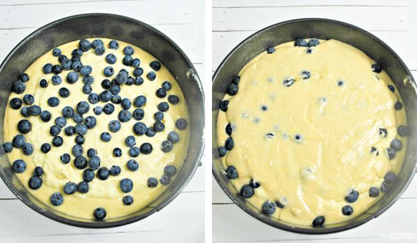 in-process images showing how to make lemon blueberry coffee cake