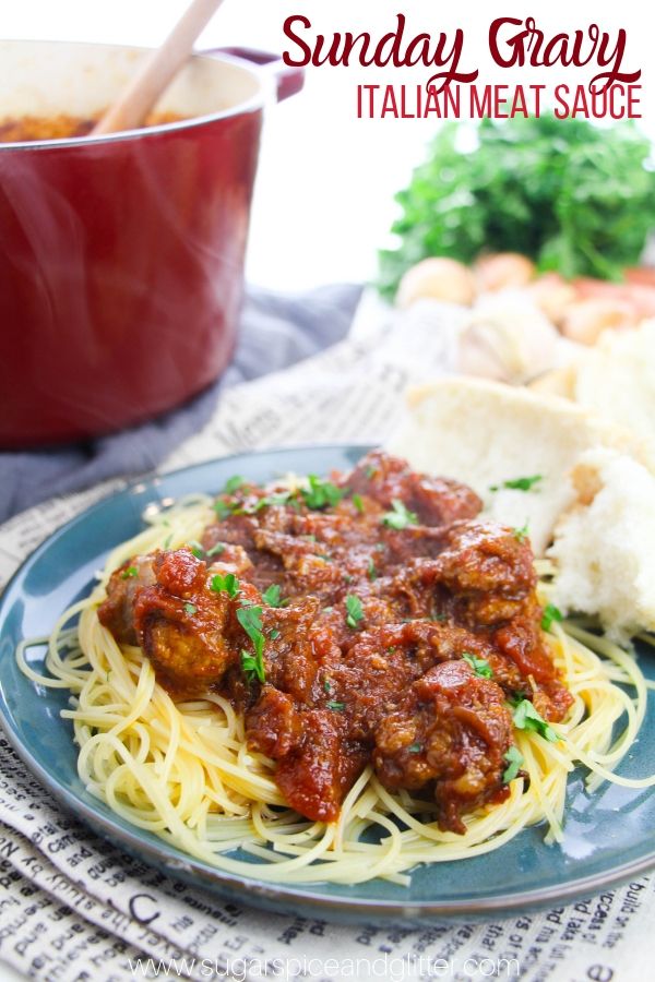 Simply the best meat sauce you will ever eat, this Italian American classic can be served as a spaghetti meat sauce or just sopped up with some good Italian bread!