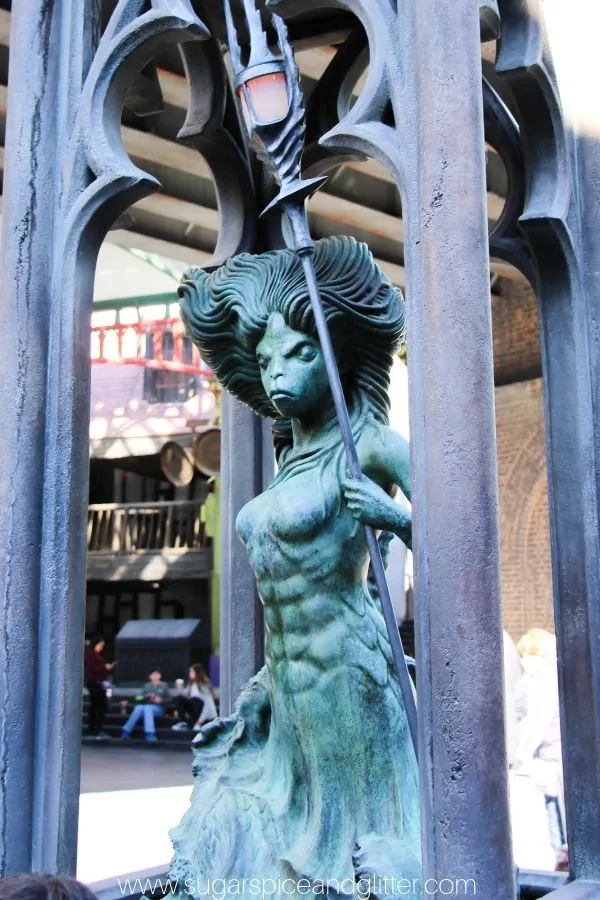 The mermaid fountain at Harry Potter World is one of the best spell spots for interactive wands