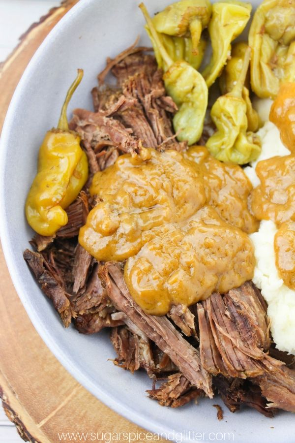 How to make the best ever pot roast in your instant pot - this Instant Pot Mississippi Pot Roast skips the packaged stuff and uses all real ingredients for a delicious, mouthwatering roast