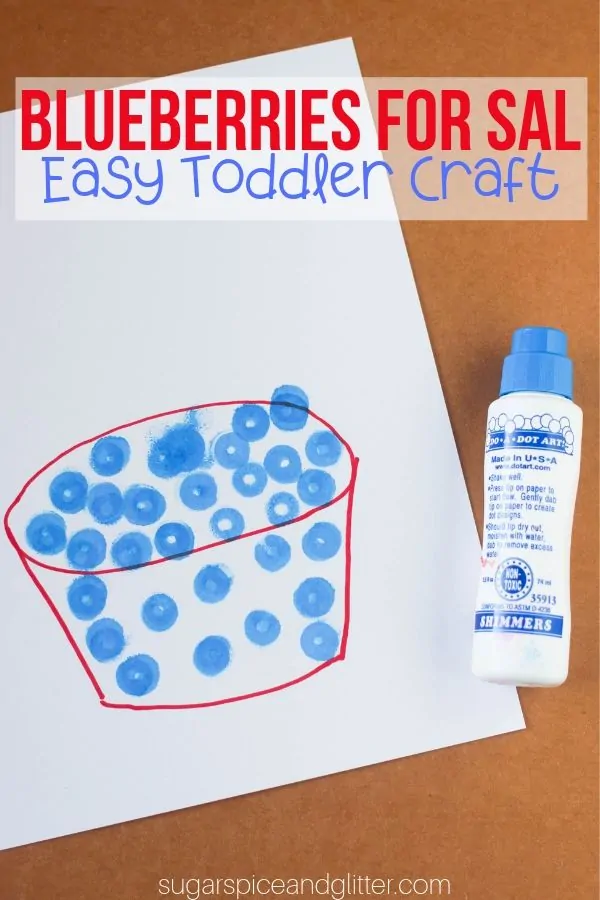 A super simple toddler craft to try after reading Blueberries for Sal, a classic children's book activity that also helps develop fine motor skills
