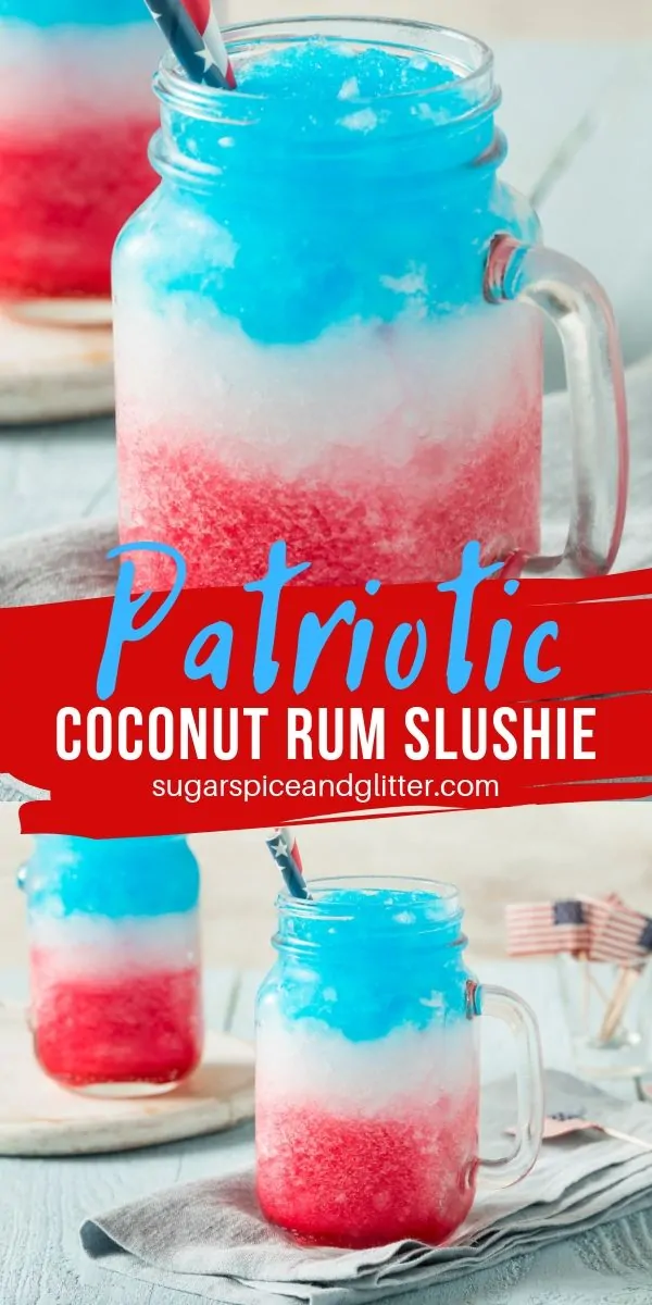 This Coconut Rum Slushy is the perfect patriotic drink for the summer; icy, cool and flavorful with plenty of rum!