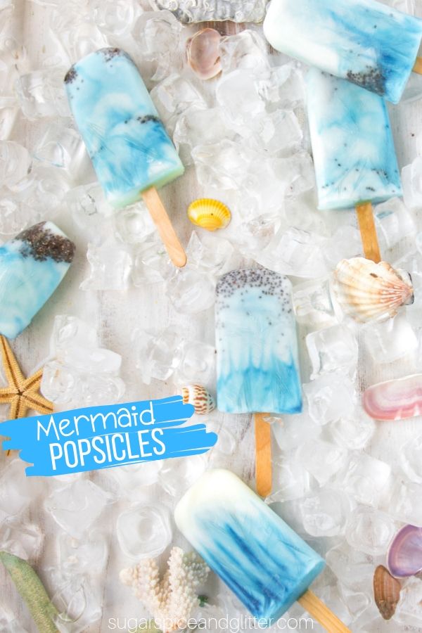 A healthy popsicle recipe for kids, these Mermaid Popsicles can be made three different ways! A fun summer recipe for a Mermaid party