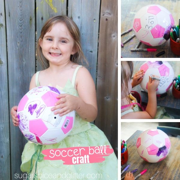A fun birthday party craft that all guests can participate in, customize a special soccer ball for the birthday girl or boy! Also makes a great gift for coaches