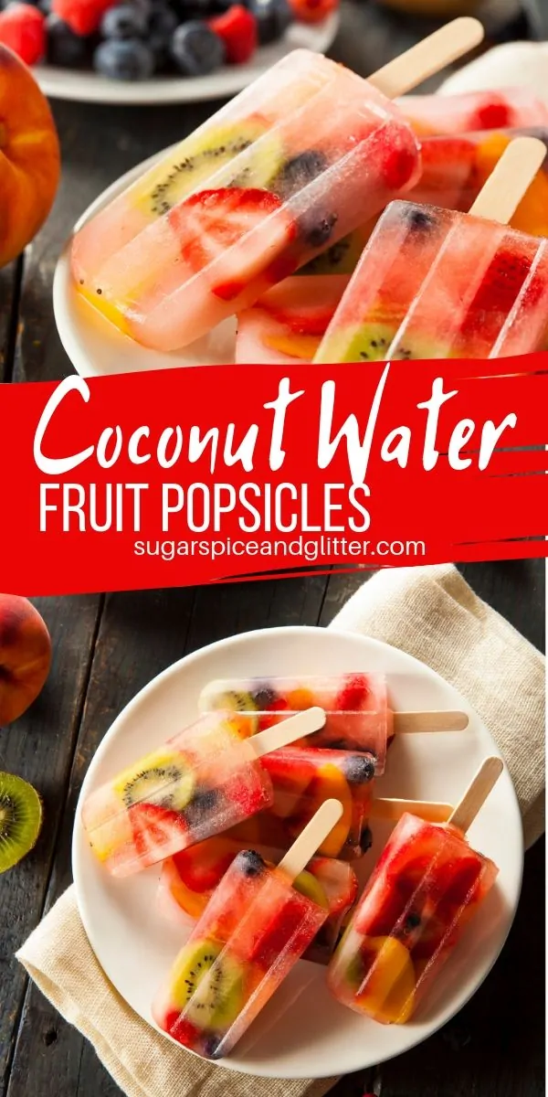 Coconut water is hydrating and nutritious, so why not use it to make some rainbow fruit popsicles! These coconut water popsicles are perfect for kids this summer