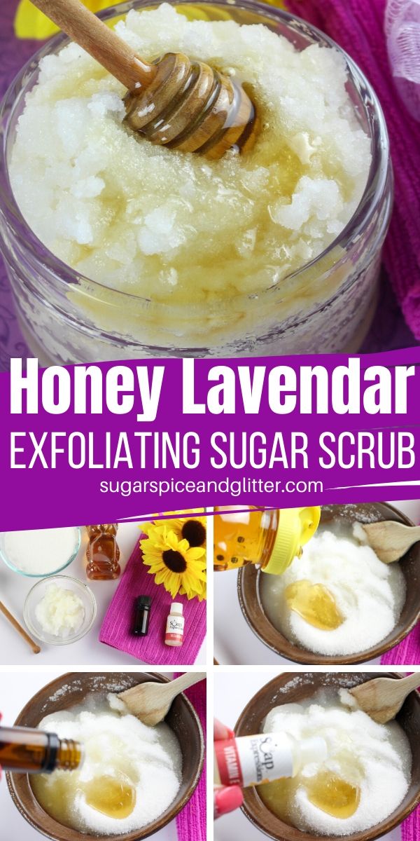 This honey lavender sugar scrub makes an amazing homemade gift and is such a luxurious way to indulge your skin. Whether you need to smooth some rough patches or prep your legs for a close shave