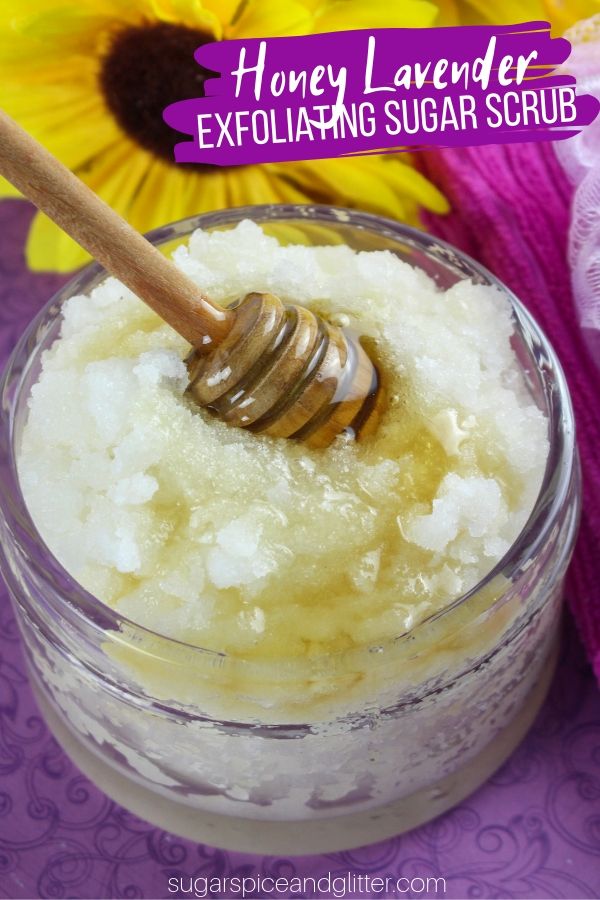 A super simple sugar scrub with the benefits of honey and lavender. This honey sugar scrub can be used as a lip scrub or body scrub and is great for prepping skin for a smooth shave