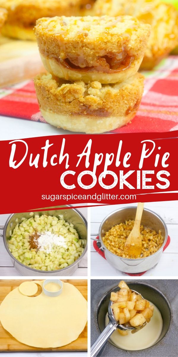 Brown sugar streusel topping. Caramelized apple filling. And buttery pie crust bottom. These Dutch Apple Pie Cookies have it all!