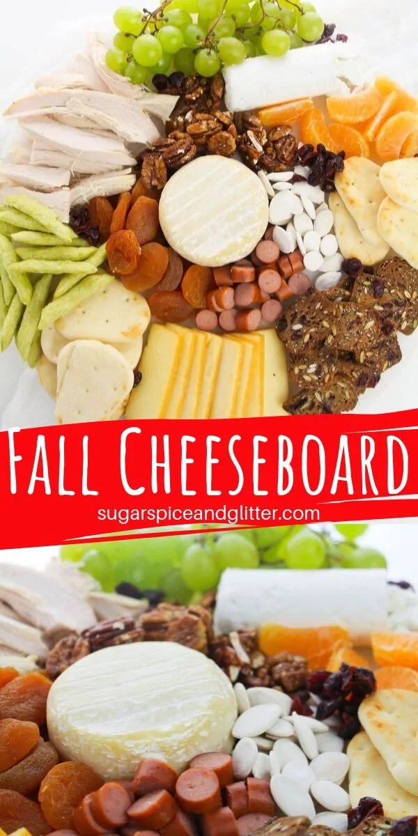 How to make the ultimate fall cheeseboard for your fall party. How to combine different cheeses and snacks and make it look beautiful